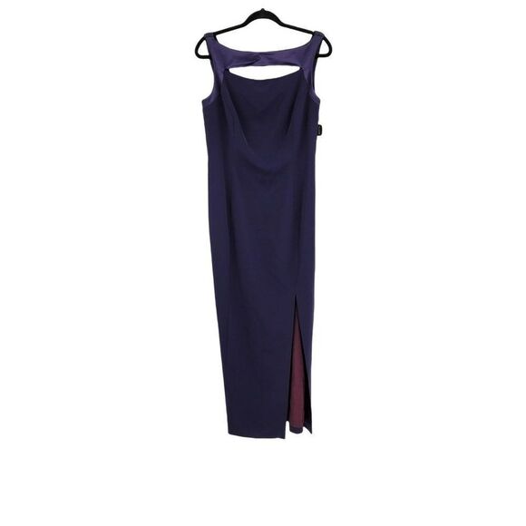 Tahari Formal Peekaboo Tease Cutout Draped Back High Side Slit Gown Sz 12 - Picture 1 of 11